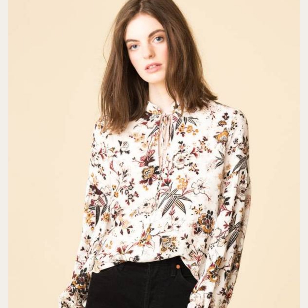 A.L.C. Silk Front Tie Blouse